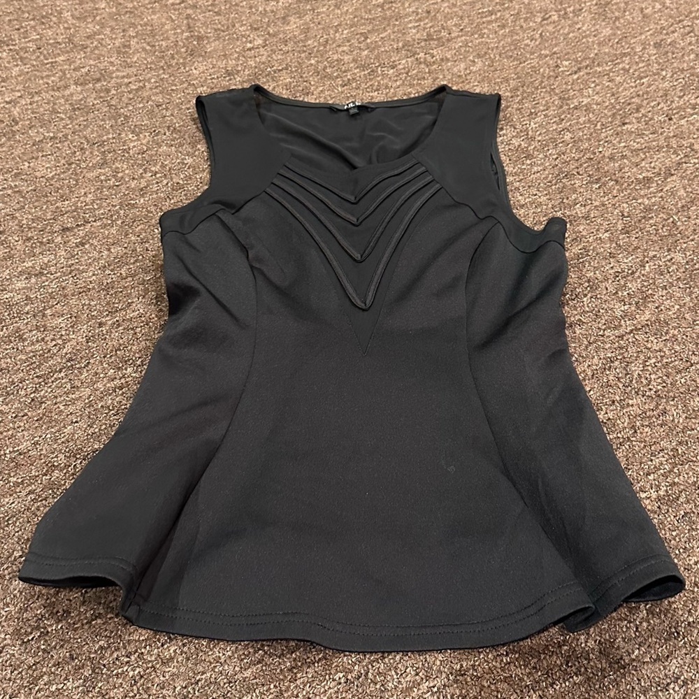 ALT.B Large ladies black sleeveless tank top flare waist sexy career casual EUC